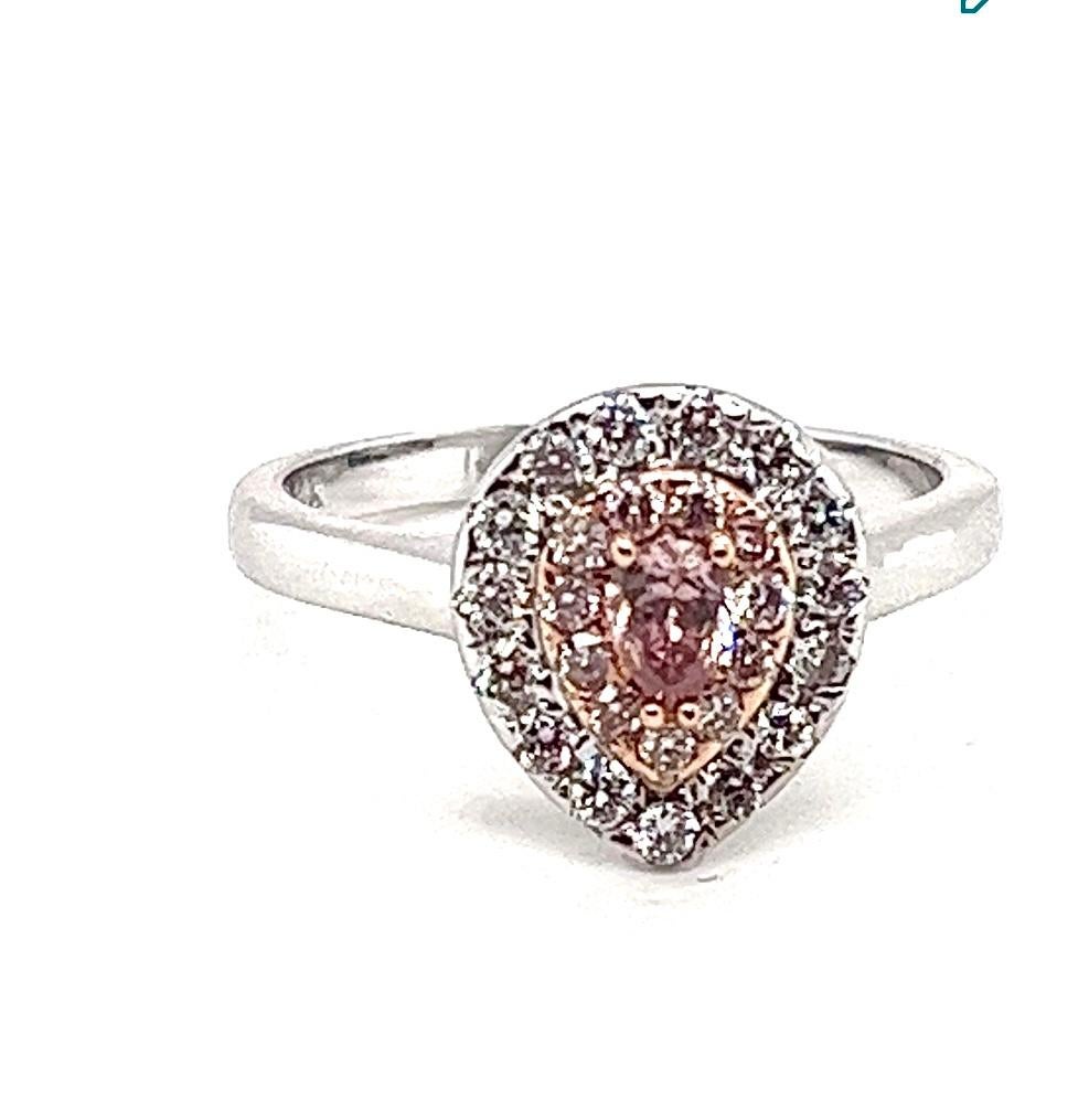 Delicate 0.61 ctw Pink and White Diamonds Engagement Ring, Natural Earth Mined  For Sale 2