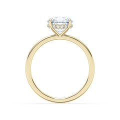 Delicate 1 Carat Round Diamond Engagement Ring with Hidden Halo in 14k Yellow