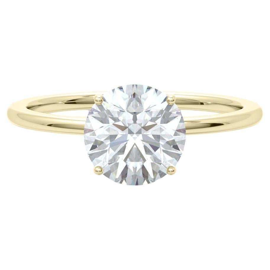 Delicate 1 Carat Round Diamond Engagement Ring with Hidden Halo in 14k Yellow