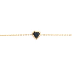 Delicate 14K Gold Chain Bracelet with Bezel-Set Heart-Shaped Blue Sapphire