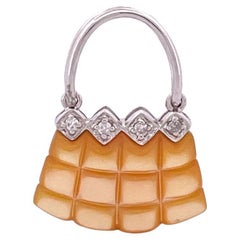 14 Karat Yellow Gold and Enamel Designer Handbag Charm at 1stDibs