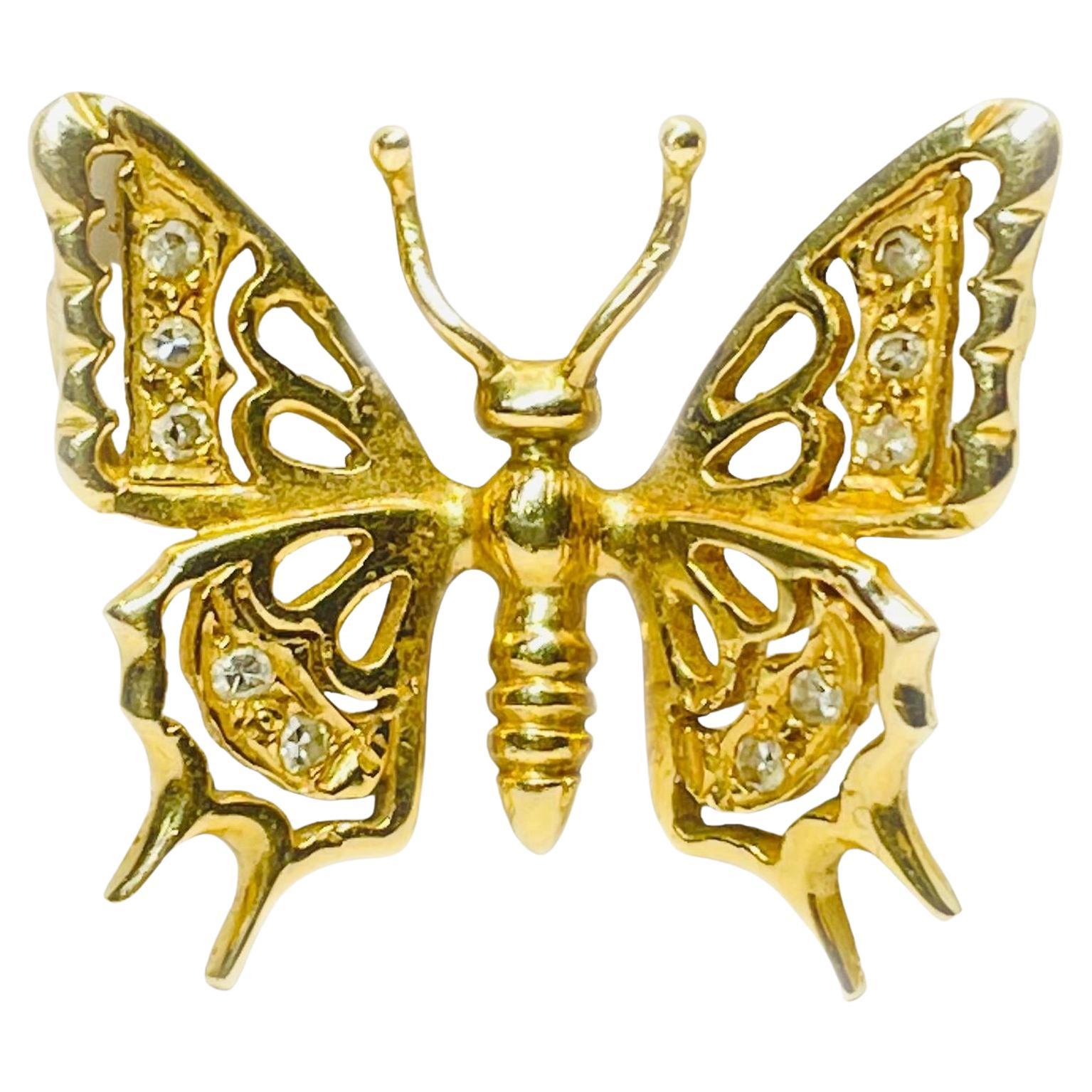 Zarter 14K Gelbgold Schmuck Schmetterling Anhänger