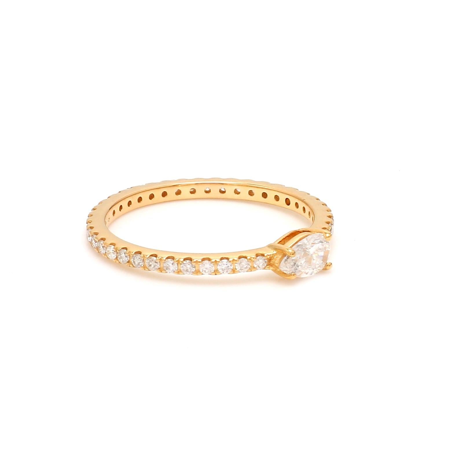 For Sale:  Delicate 14k Yellow Gold SI/H Pear Diamond Engagement Ring 2