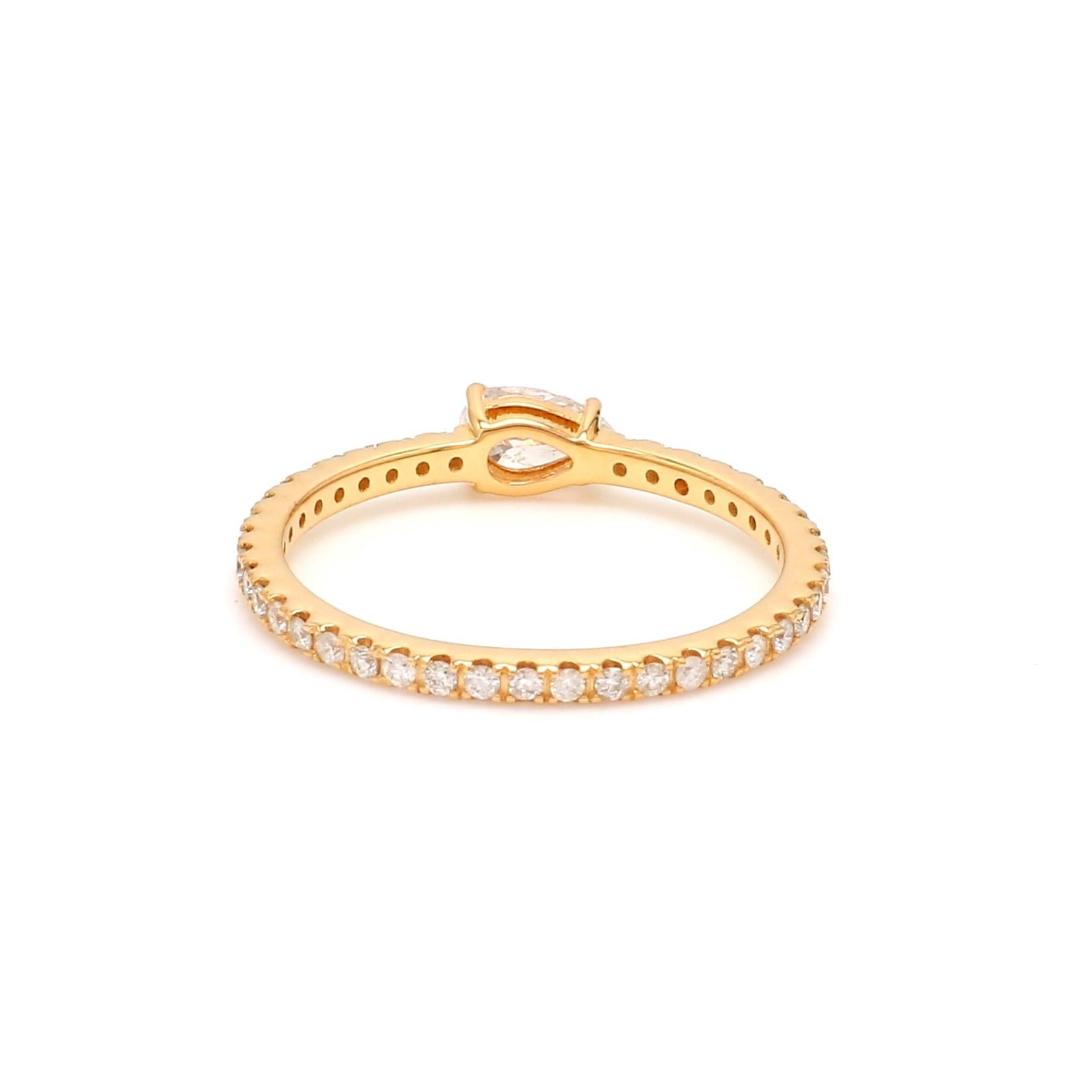 For Sale:  Delicate 14k Yellow Gold SI/H Pear Diamond Engagement Ring 4