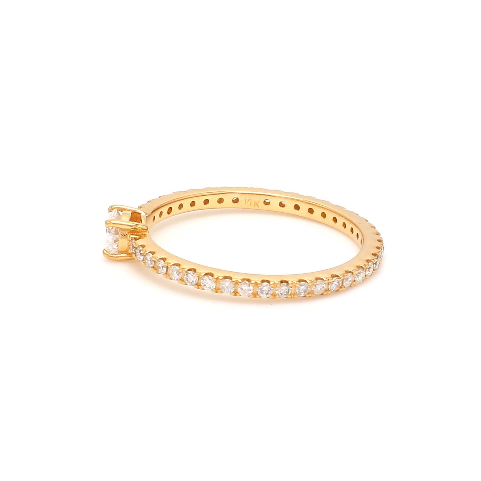 For Sale:  Delicate 14k Yellow Gold SI/H Pear Diamond Engagement Ring 5