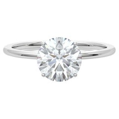 Delicate 2 Carat Round Diamond Engagement Ring in Platinum with Hidden Halo