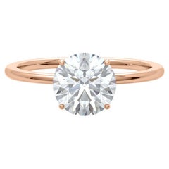 Delicate 2 Carat Round Diamond Engagement Ring with Hidden Halo in Rose Gold