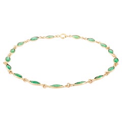 Delicate 2,63 Karat Marquise Cut Smaragd Kette Armband mit Intarsien aus 14K Gelbgold