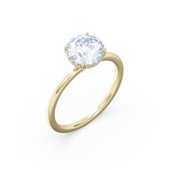 Delicate 3 Carat Round Diamond Engagement Ring in 14k Yellow Gold