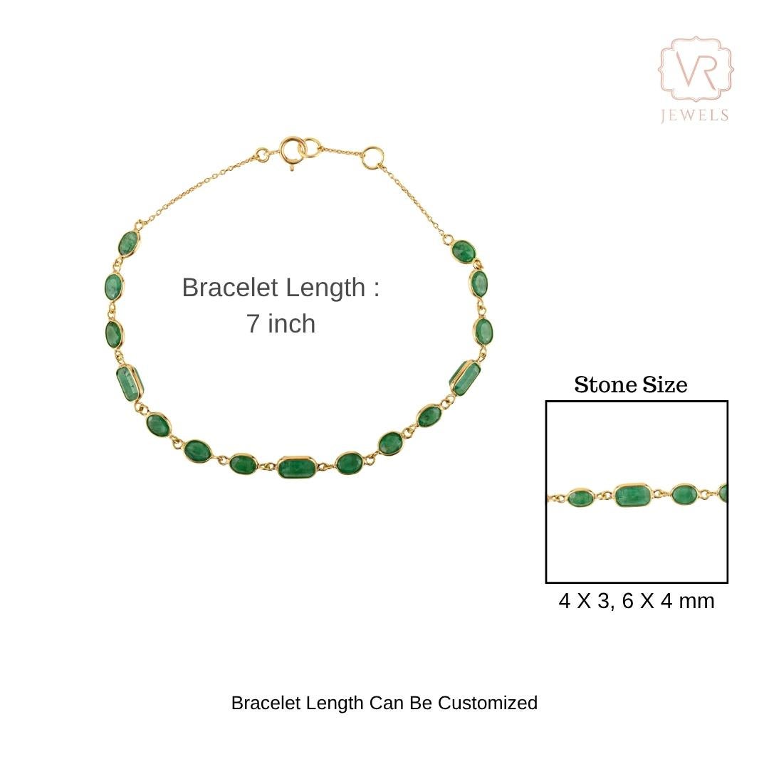 Delicate 4.45 CTW Emerald Bezel Link Bracelet en or jaune 18K Christmas Gift en vente 9
