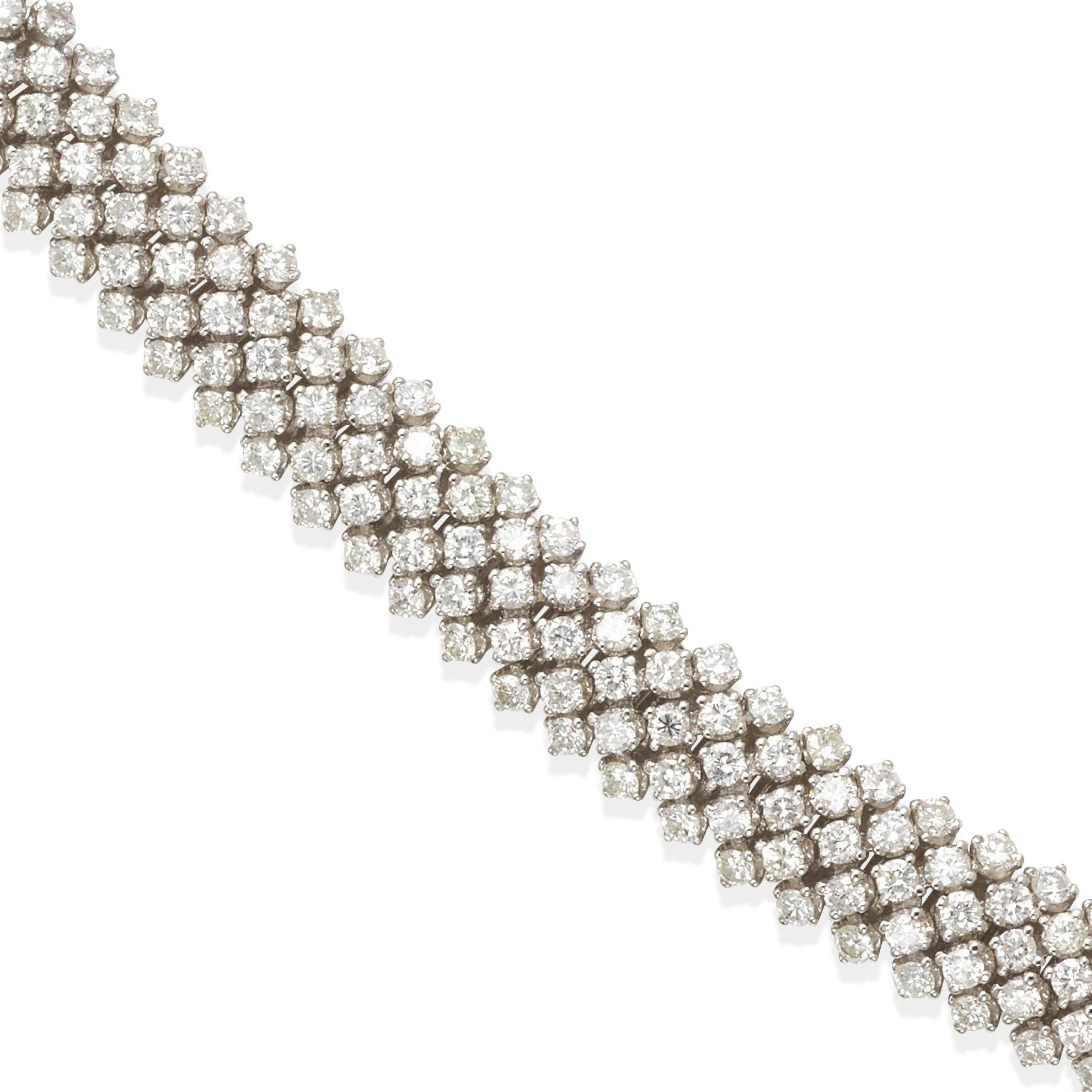 De las mujeres Delicate 5 Row Diamond 14K White Gold Bracelet en venta
