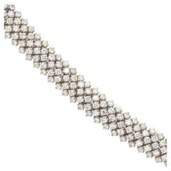 Delicate 5 Row Diamond 14K White Gold Bracelet