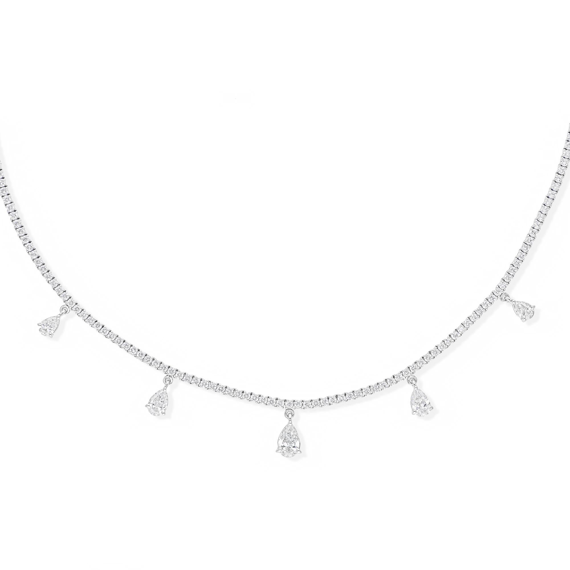 Modern Delicate 5.25ct Diamond 18k White Gold Layering Chain Necklace Bridal Jewelry For Sale
