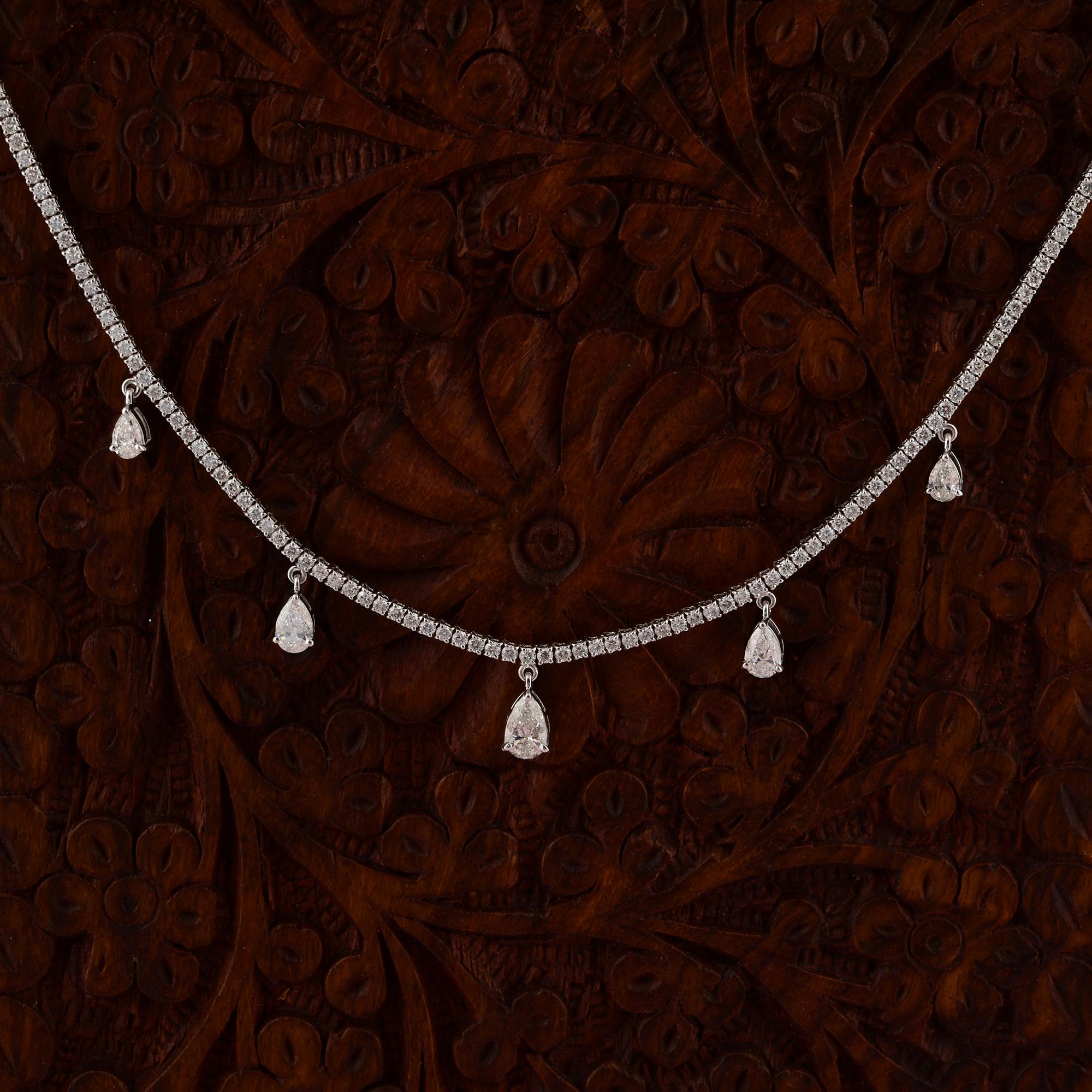 Mixed Cut Delicate 5.25ct Diamond 18k White Gold Layering Chain Necklace Bridal Jewelry For Sale