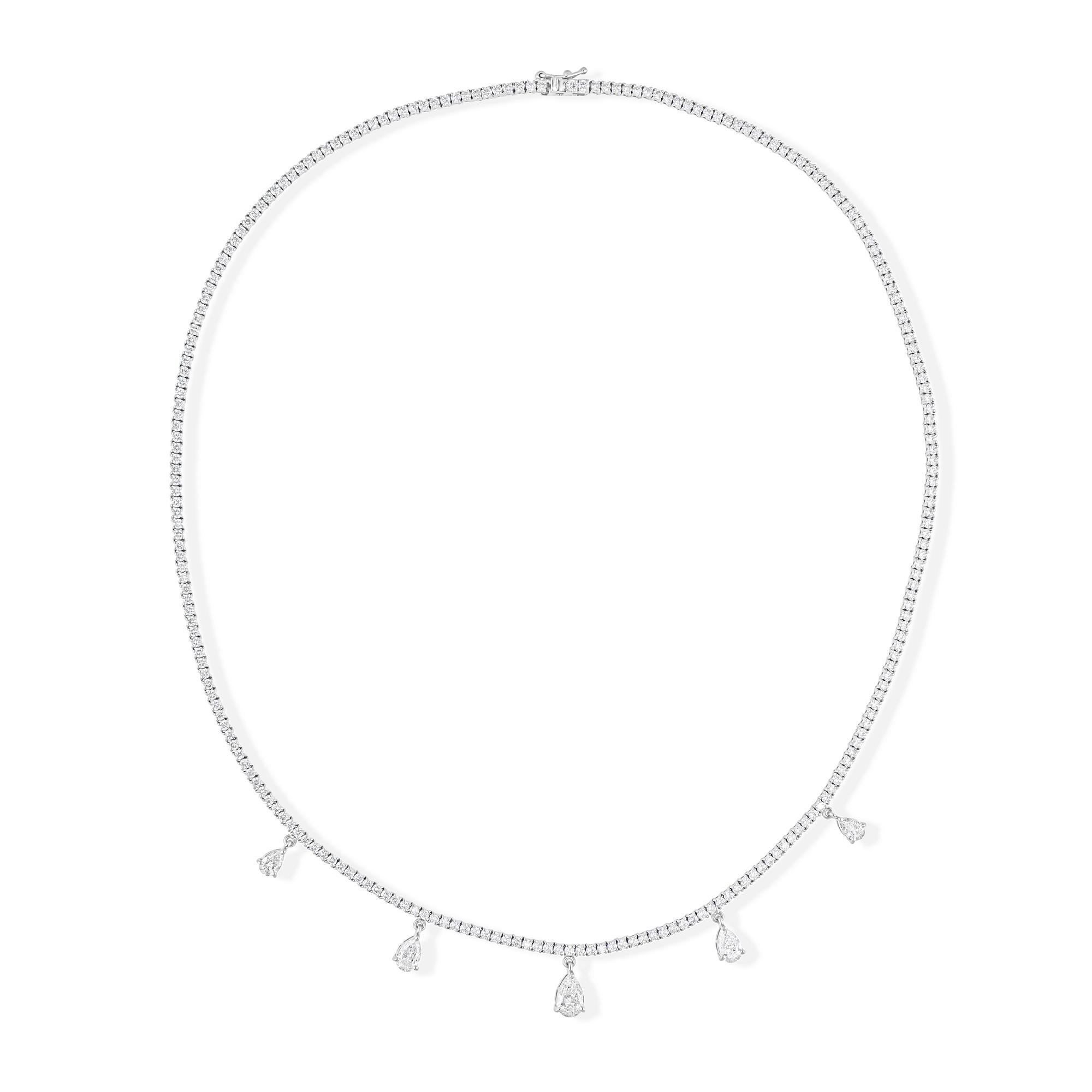 Delicate 5.25ct Diamond 18k White Gold Layering Chain Necklace Bridal Jewelry In New Condition For Sale In Diera, Dubai