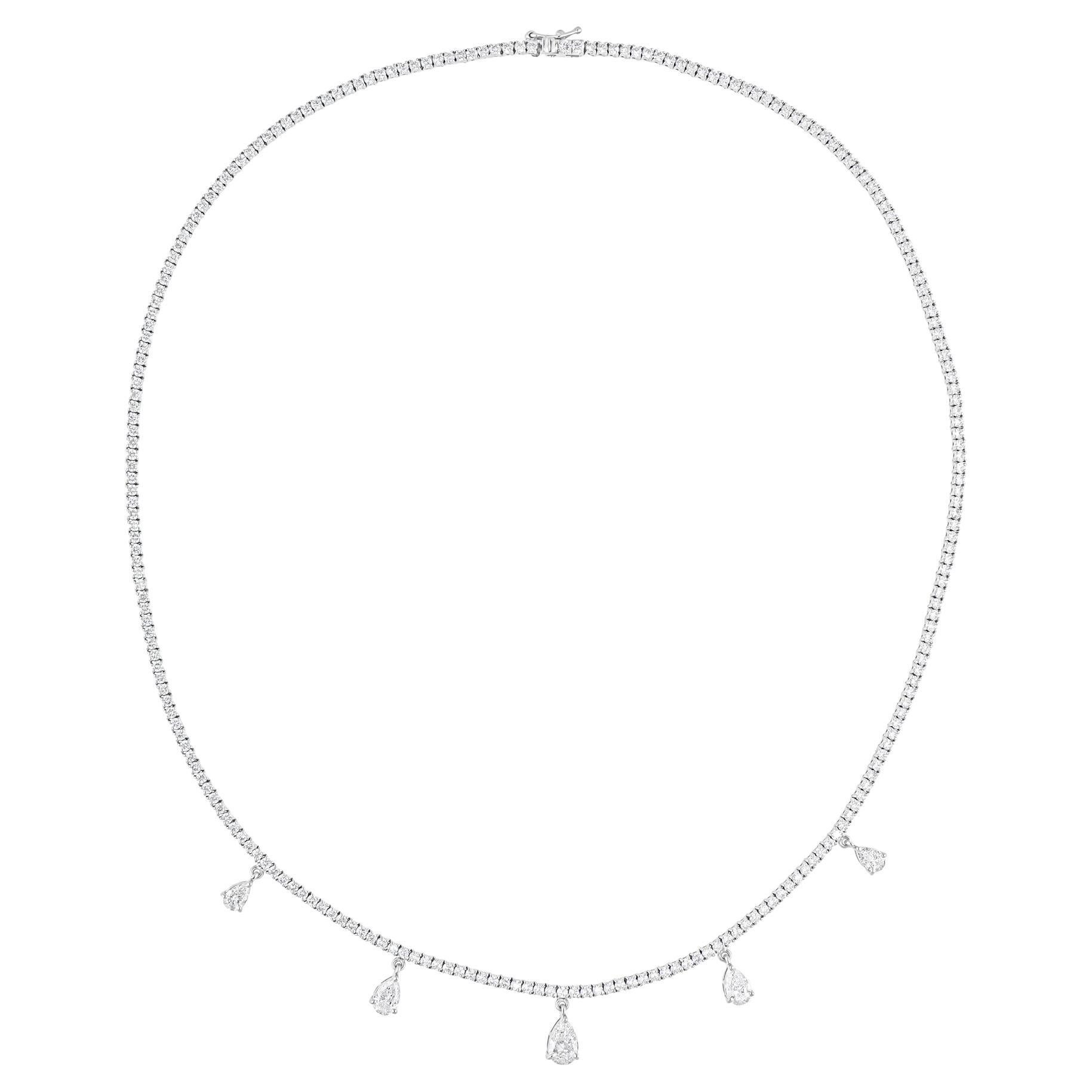 Delicate 5.25ct Diamond 18k White Gold Layering Chain Necklace Bridal Jewelry For Sale