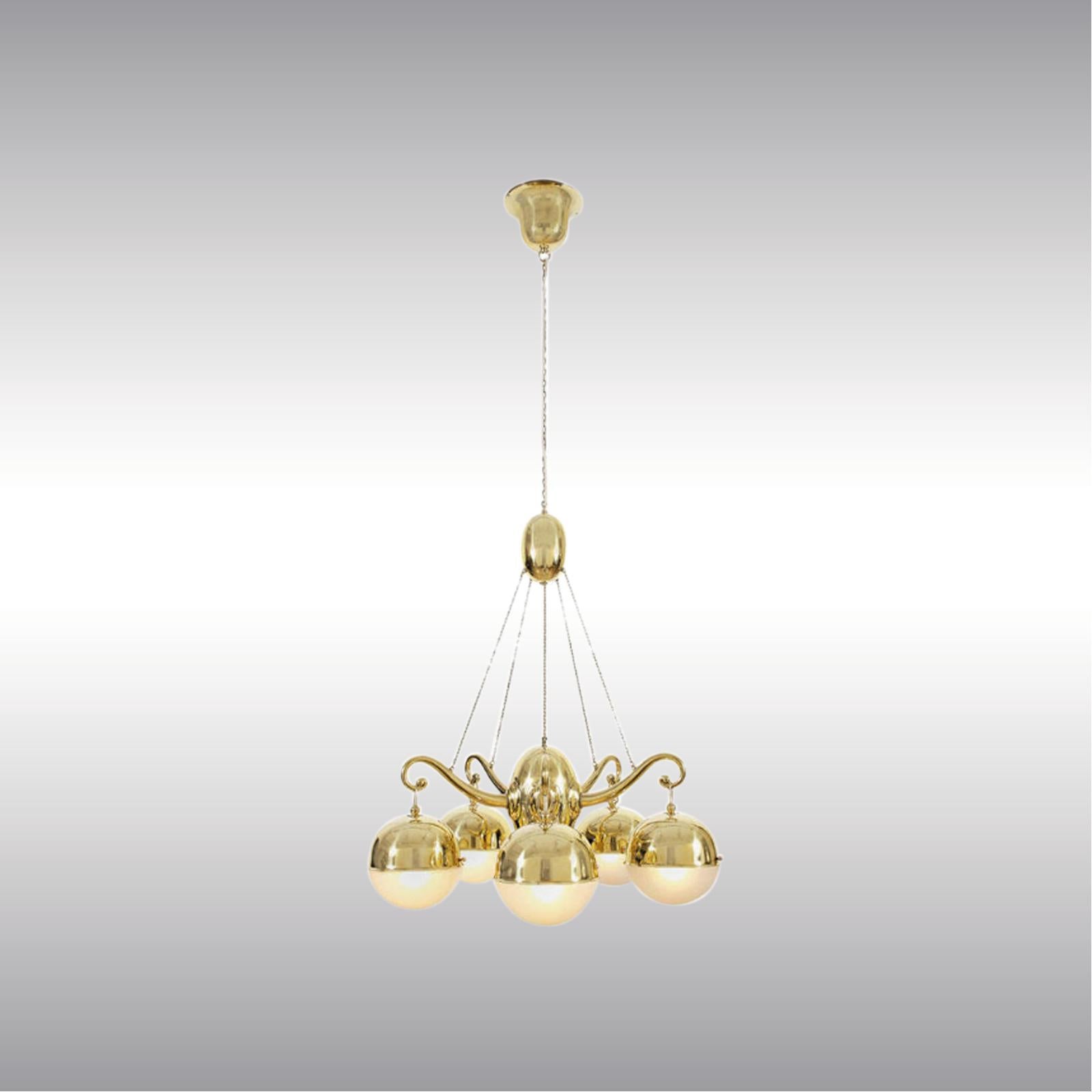 Hand-Crafted Delicate and Elegant Josef Hoffmann & Wiener Werkstaette Chandelier, Re-Edition For Sale