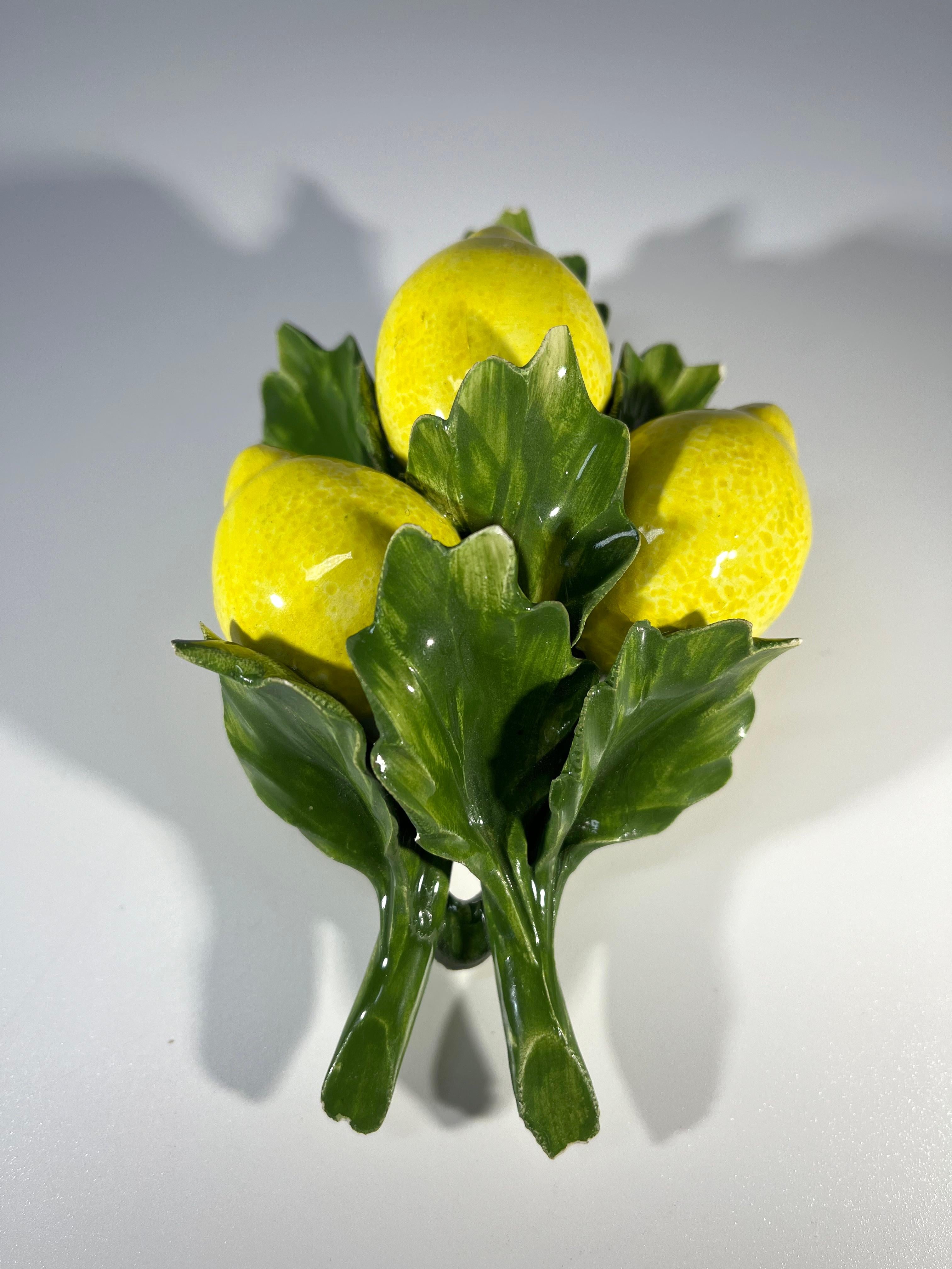Mid-Century Modern Delicate And Fresh Lemons, Porcelain Wall Decor By Capodimonte L'Atelier, Italy For Sale