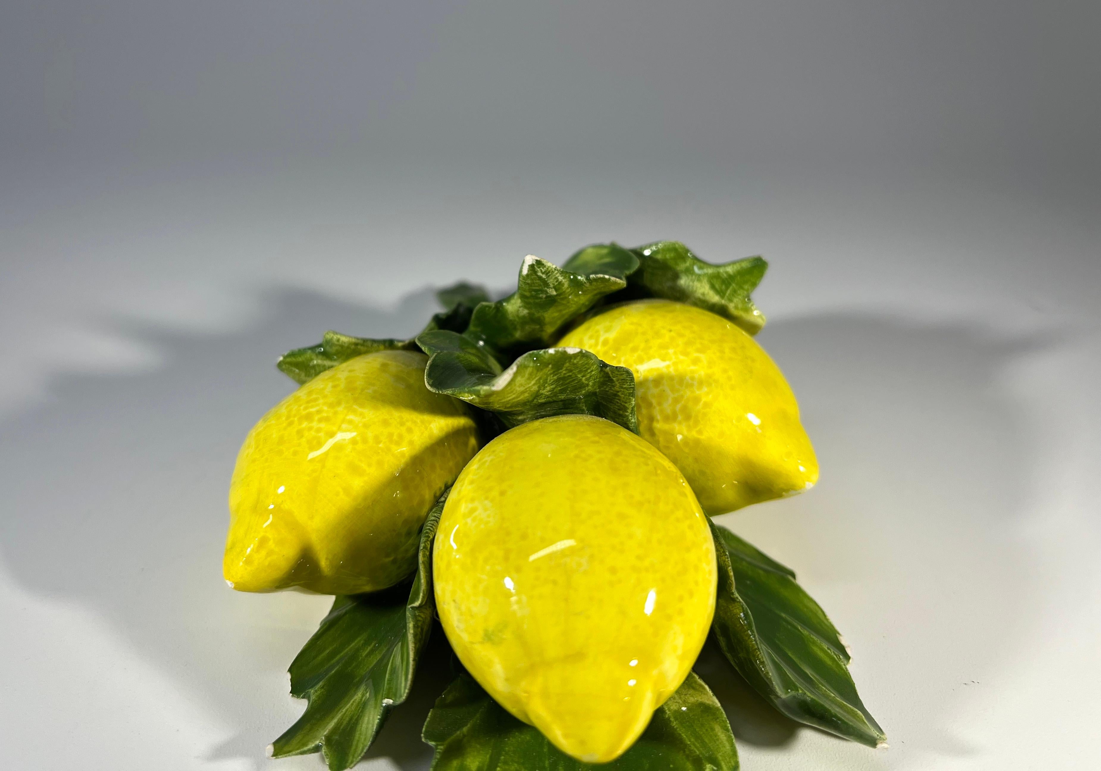 Ceramic Delicate And Fresh Lemons, Porcelain Wall Decor By Capodimonte L'Atelier, Italy For Sale