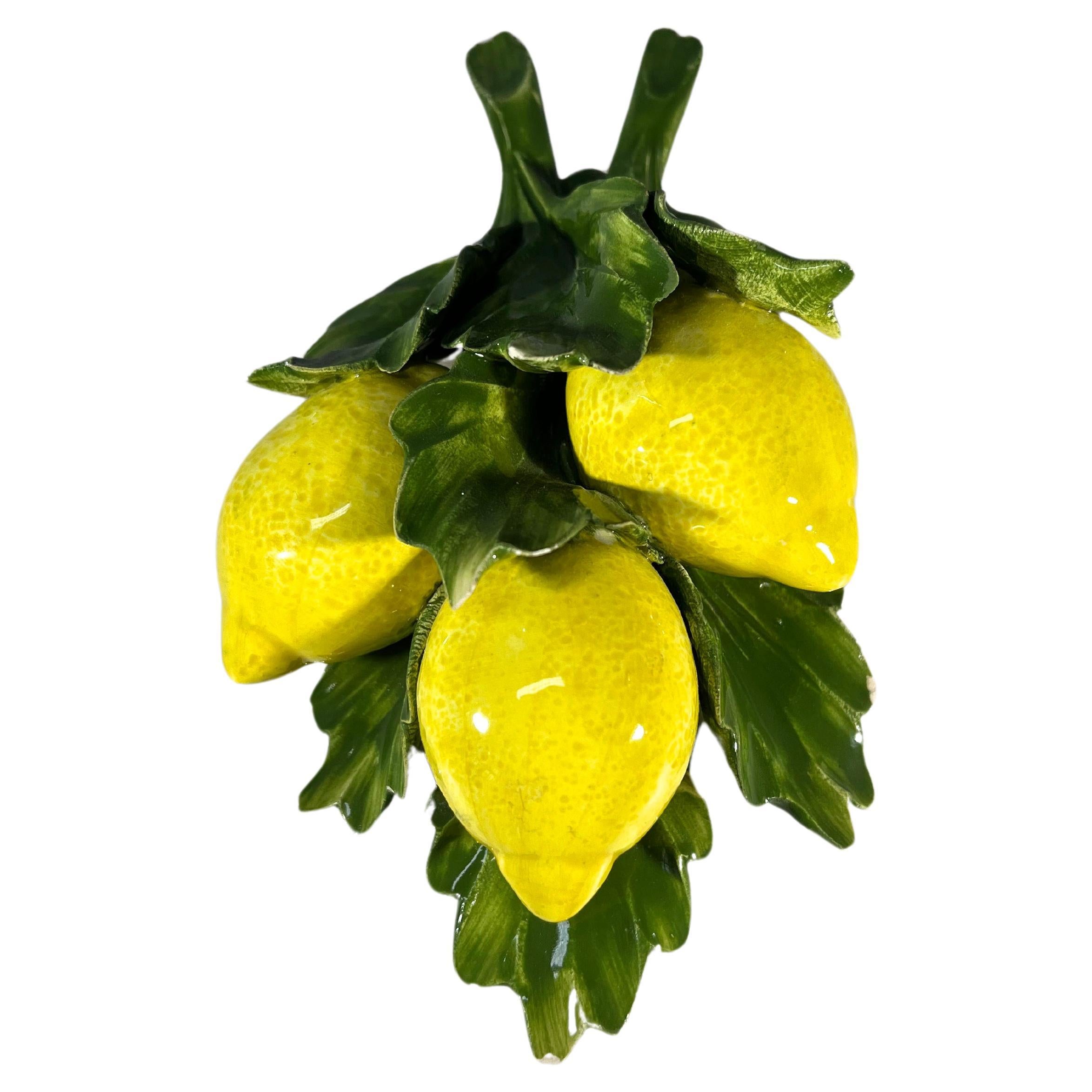 Delicate And Fresh Lemons, Porcelain Wall Decor By Capodimonte L'Atelier, Italy