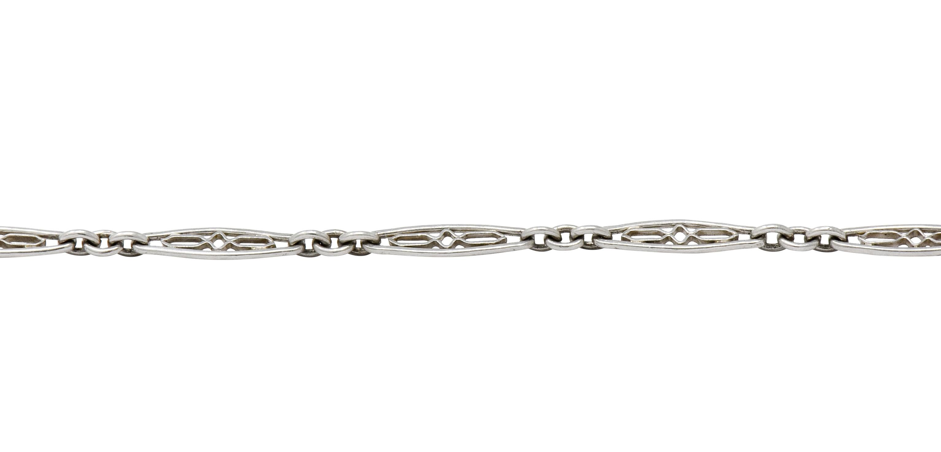 Delicate Art Deco Platinum Filigree Link Bracelet 1