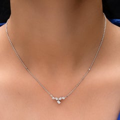 Delicate SI/HI Diamond Asymmetric Pendant Chain Necklace 18 Karat White Gold