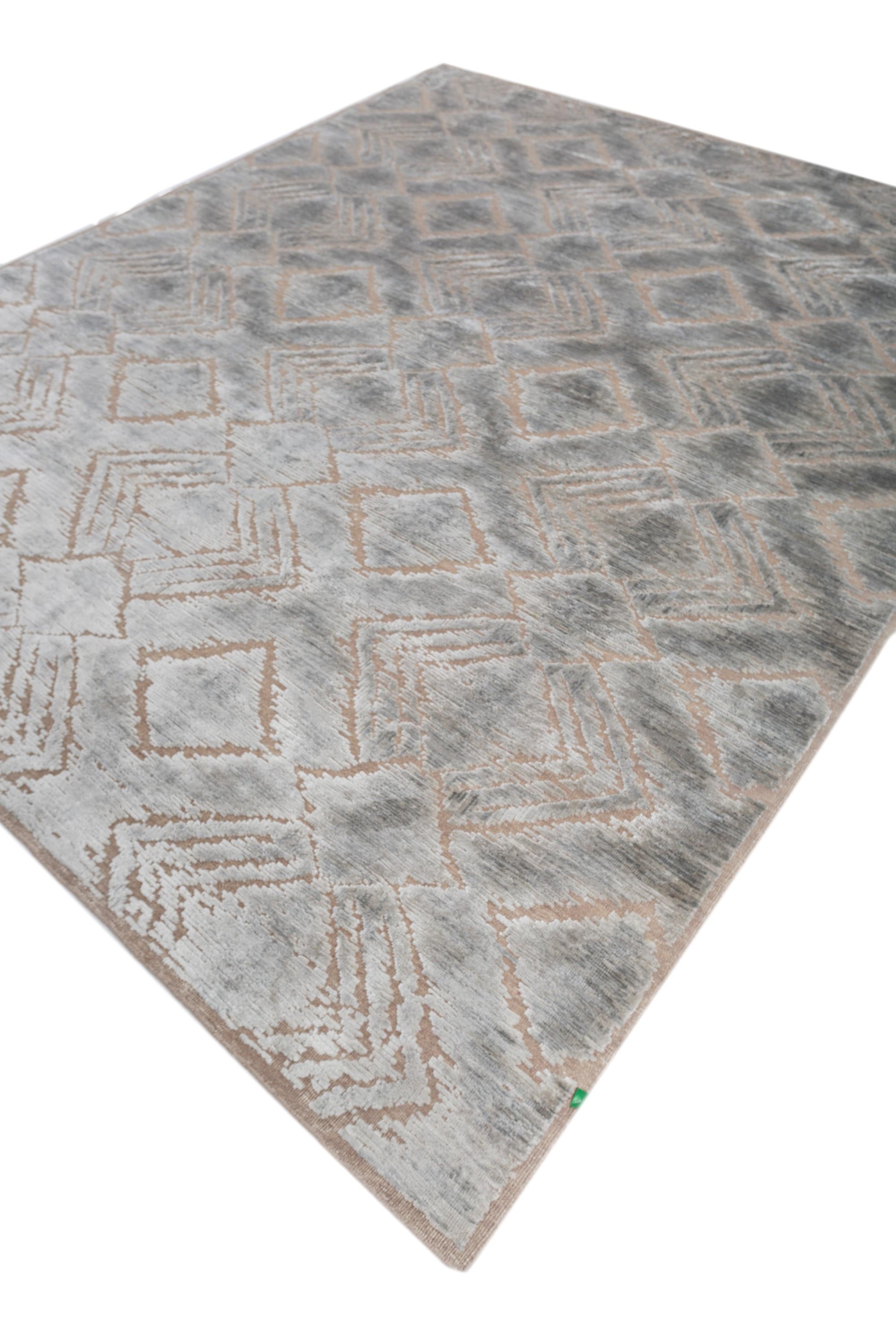 Modern Delicate Balance Dark Ivory 240X300 cm Handknotted Rug For Sale