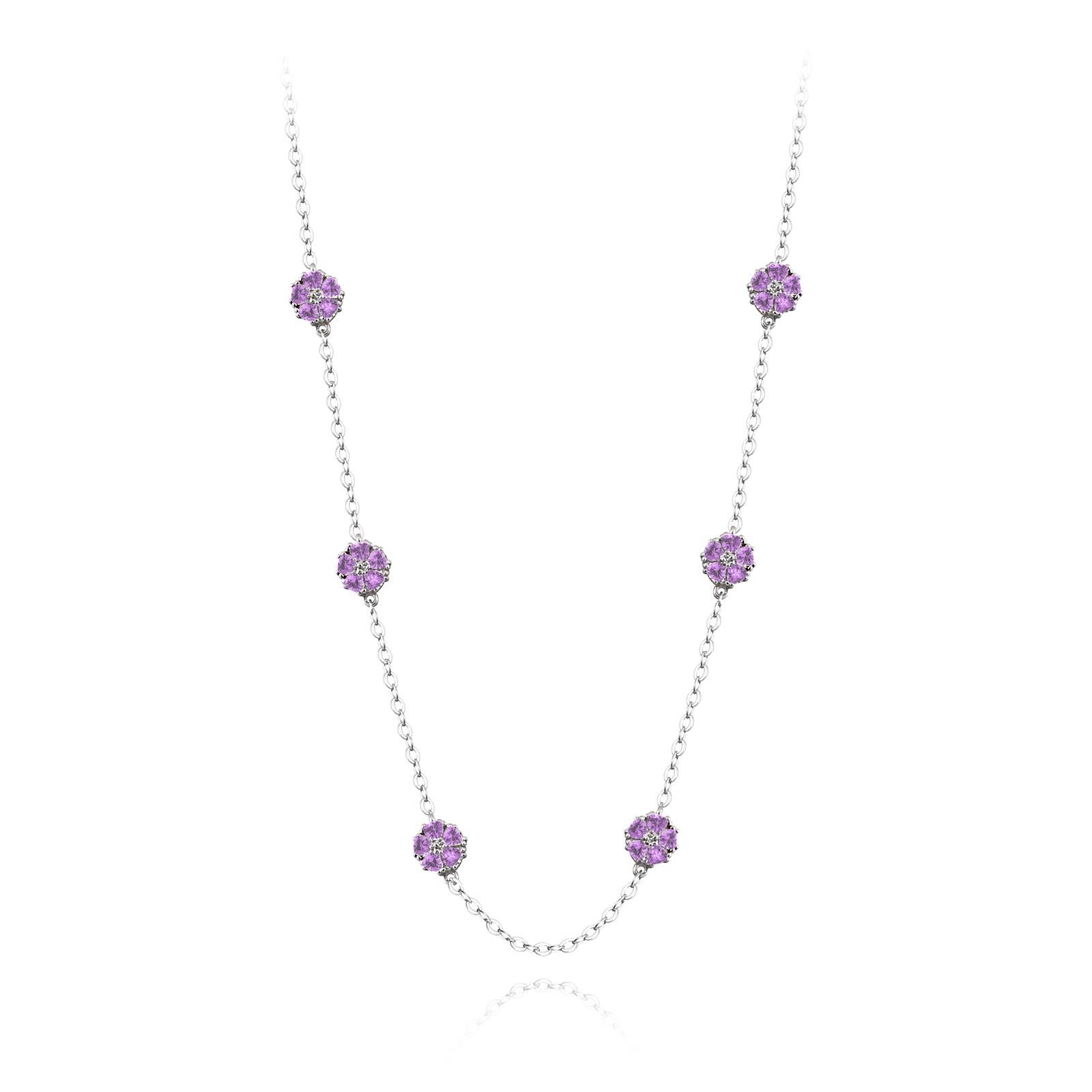 Trillion Cut Delicate Blossom Chain Necklace For Sale