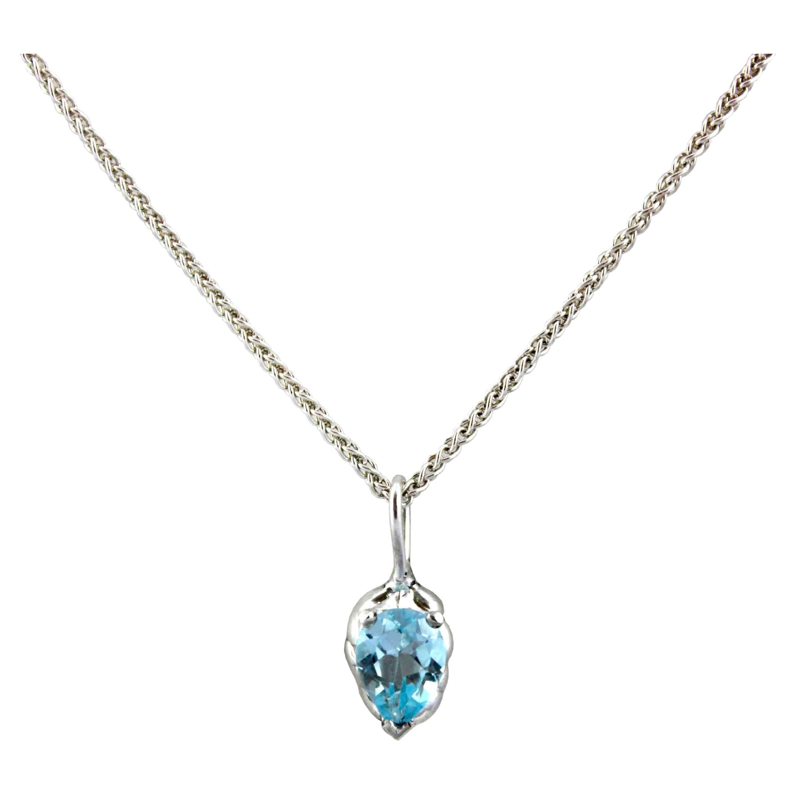  Delicate Blue Topaz Necklace For Sale