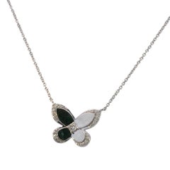 Delicate Butterfly Pendant Necklace in 14k White Gold with Diamond Accents
