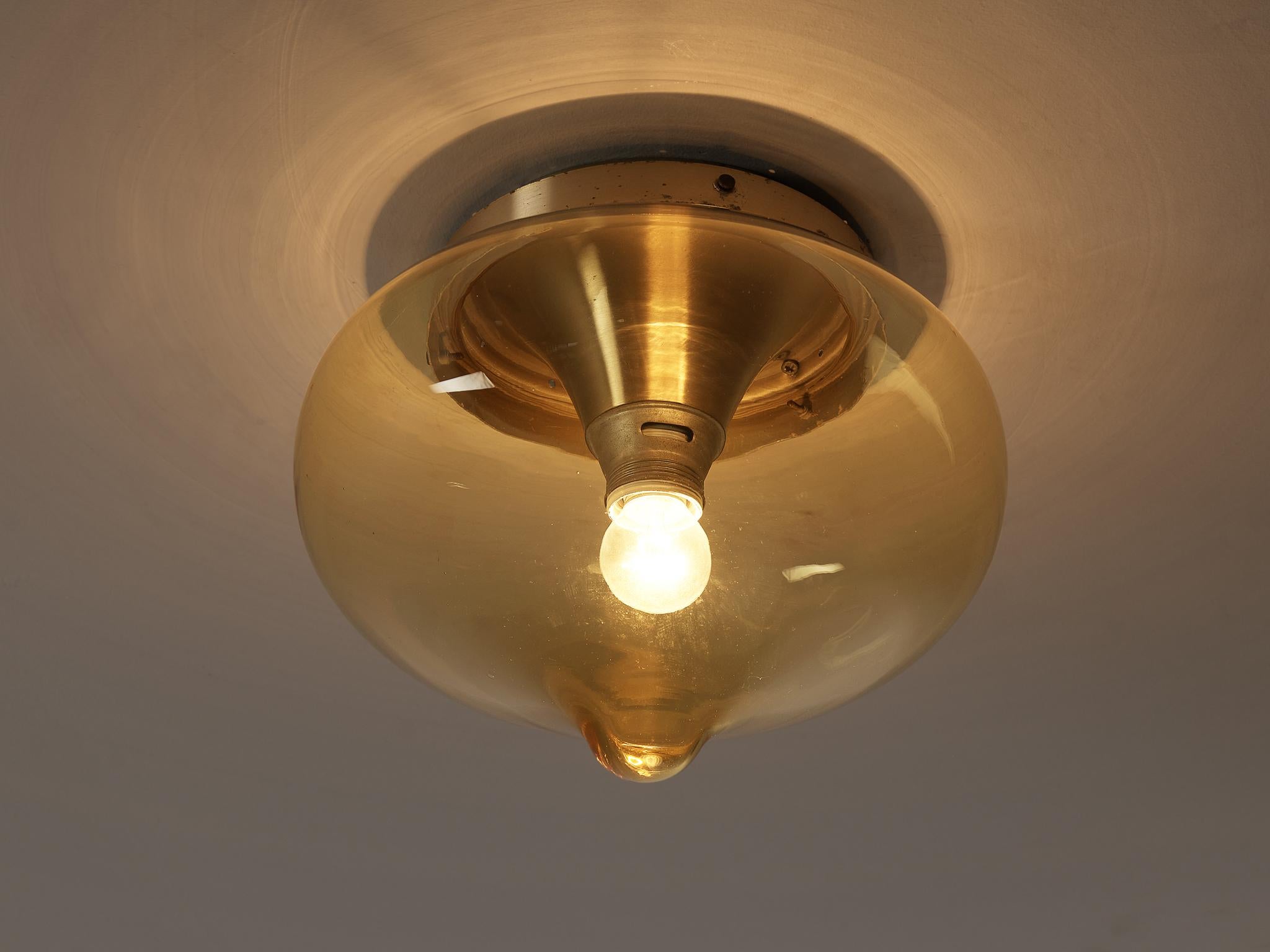 Delicate Ceiling Light with Golden Glass Orb  In Good Condition For Sale In Waalwijk, NL