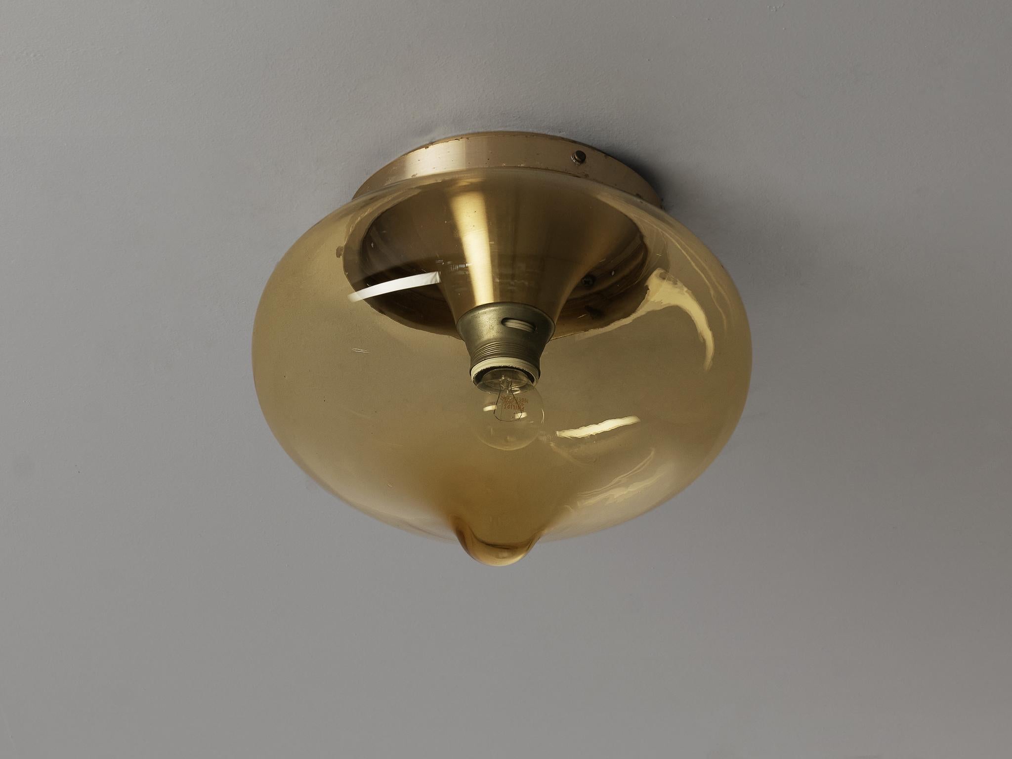 Aluminum Delicate Ceiling Light with Golden Glass Orb  For Sale