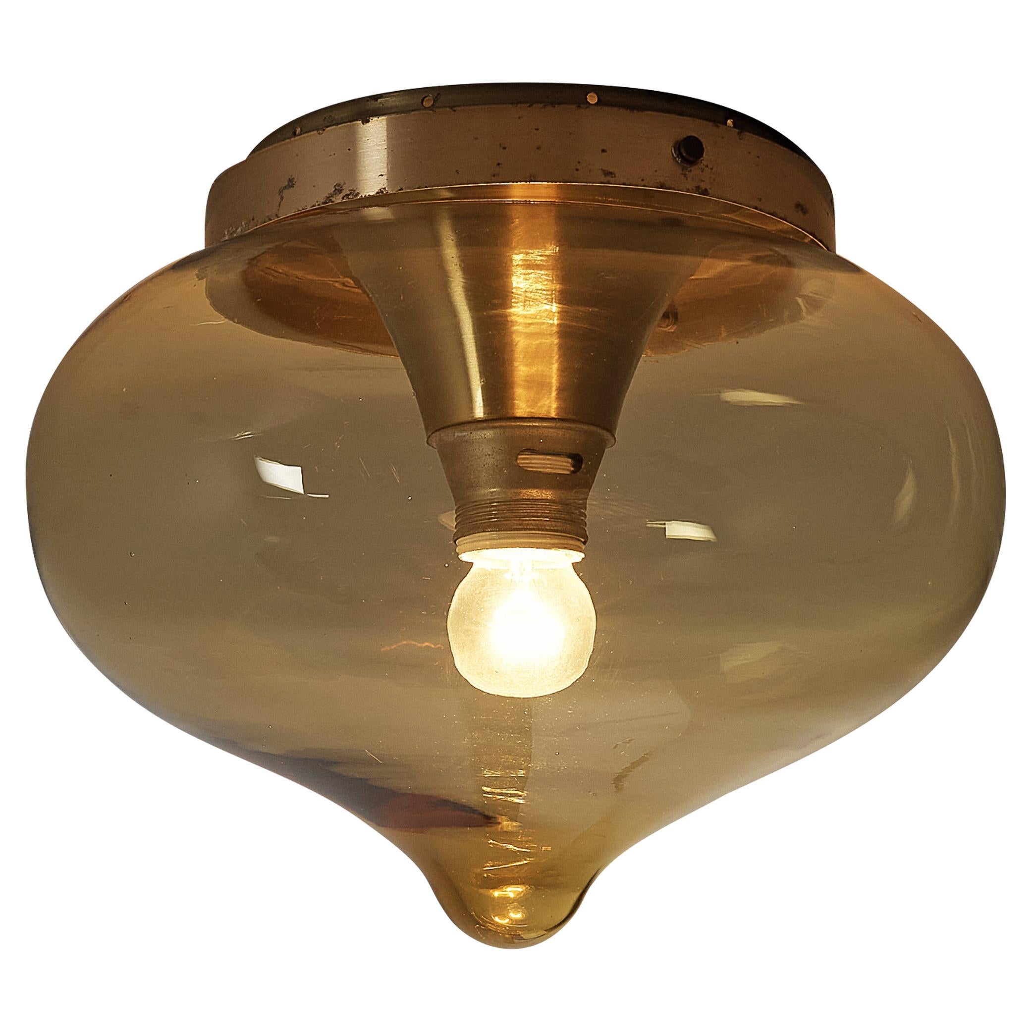 Delicate Ceiling Light with Golden Glass Orb  For Sale