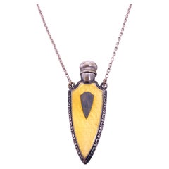 Delicate, Celluloid and Sterling Silver Victorian Perfume Bottle Necklace