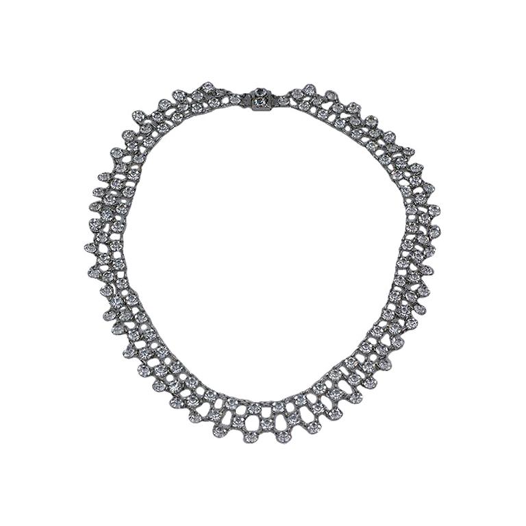 Art-Déco-Halskette aus zartem Kristall im Angebot
