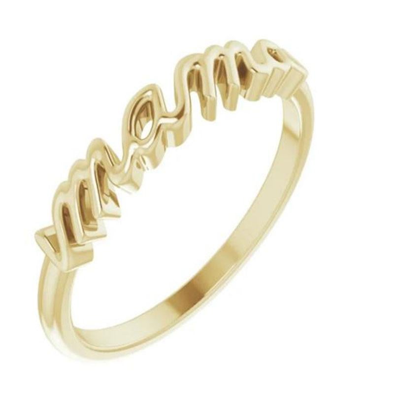 For Sale:  Handwritten Style 14K Yellow Gold MAMA Ring 3