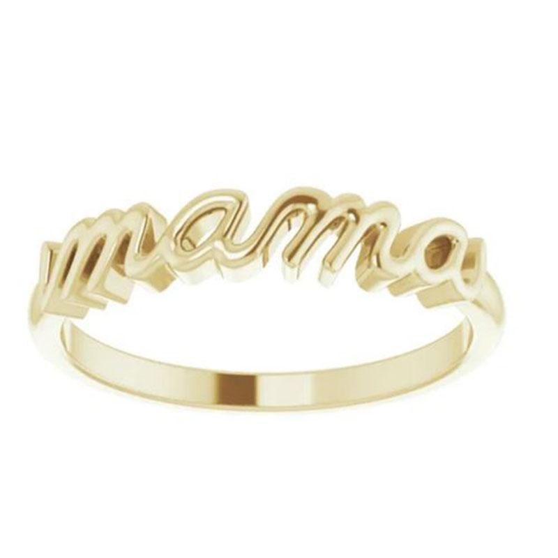 For Sale:  Handwritten Style 14K Yellow Gold MAMA Ring 4