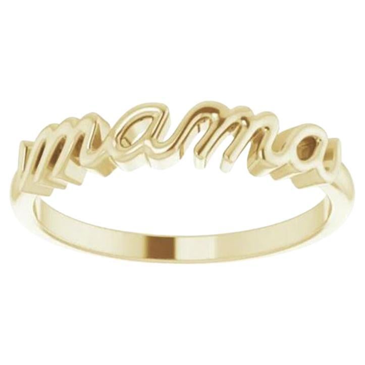 Anello MAMA in oro giallo 14 carati con scritta a mano