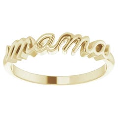 Anello MAMA in oro giallo 14 carati con scritta a mano