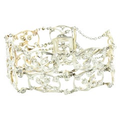 Delicate Design Platinum 18 Karat Rose Gold Diamond Bracelet Floral Motif