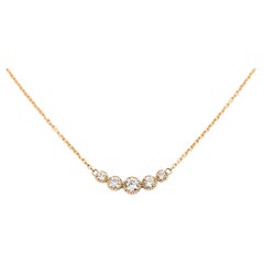 Delicado Collar de Barras de Diamantes en Oro Rosa de 18k