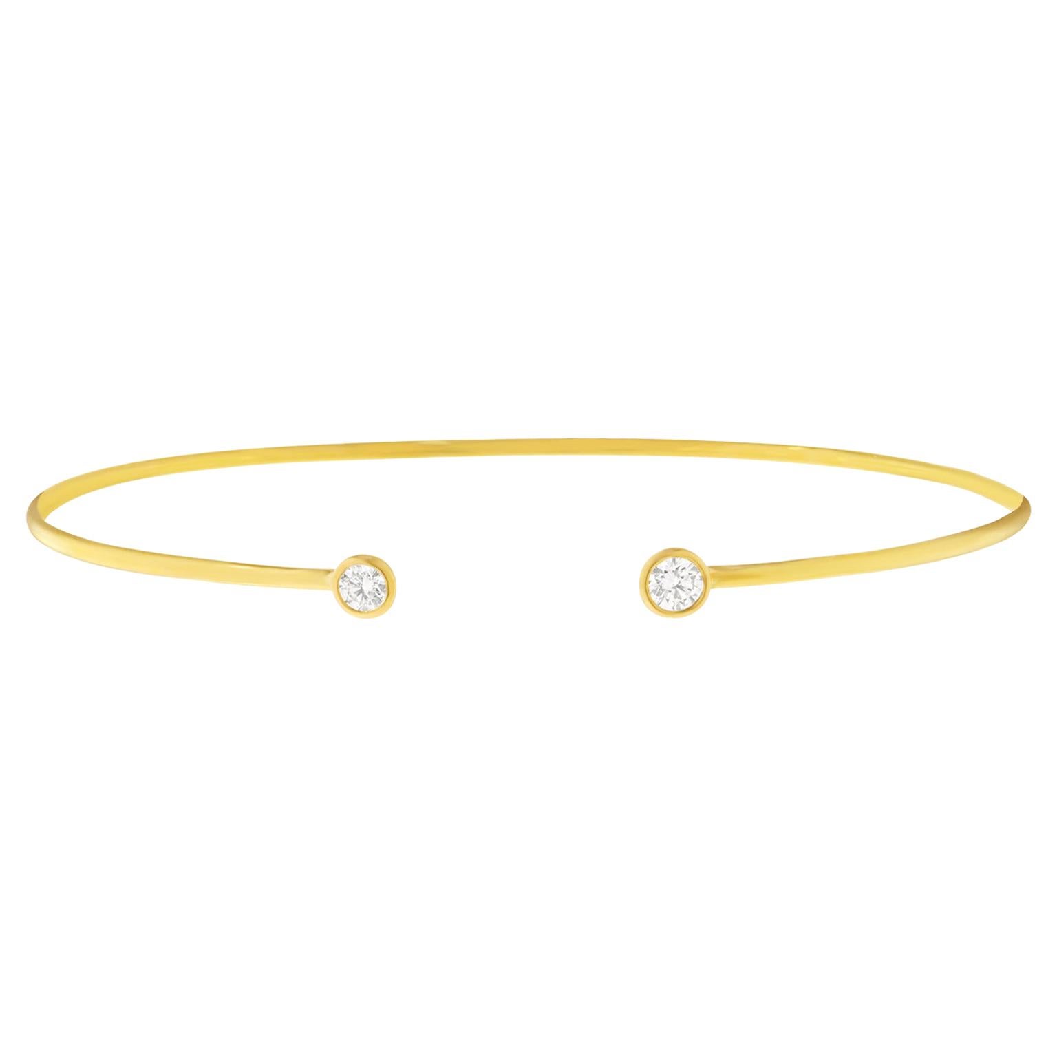 Delicate Diamond Set Gold Bangle Bracelet