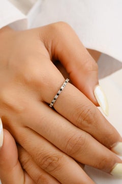 Delicate Diamond Half Eternity Band Ring for Her in 18k Solid White Gold