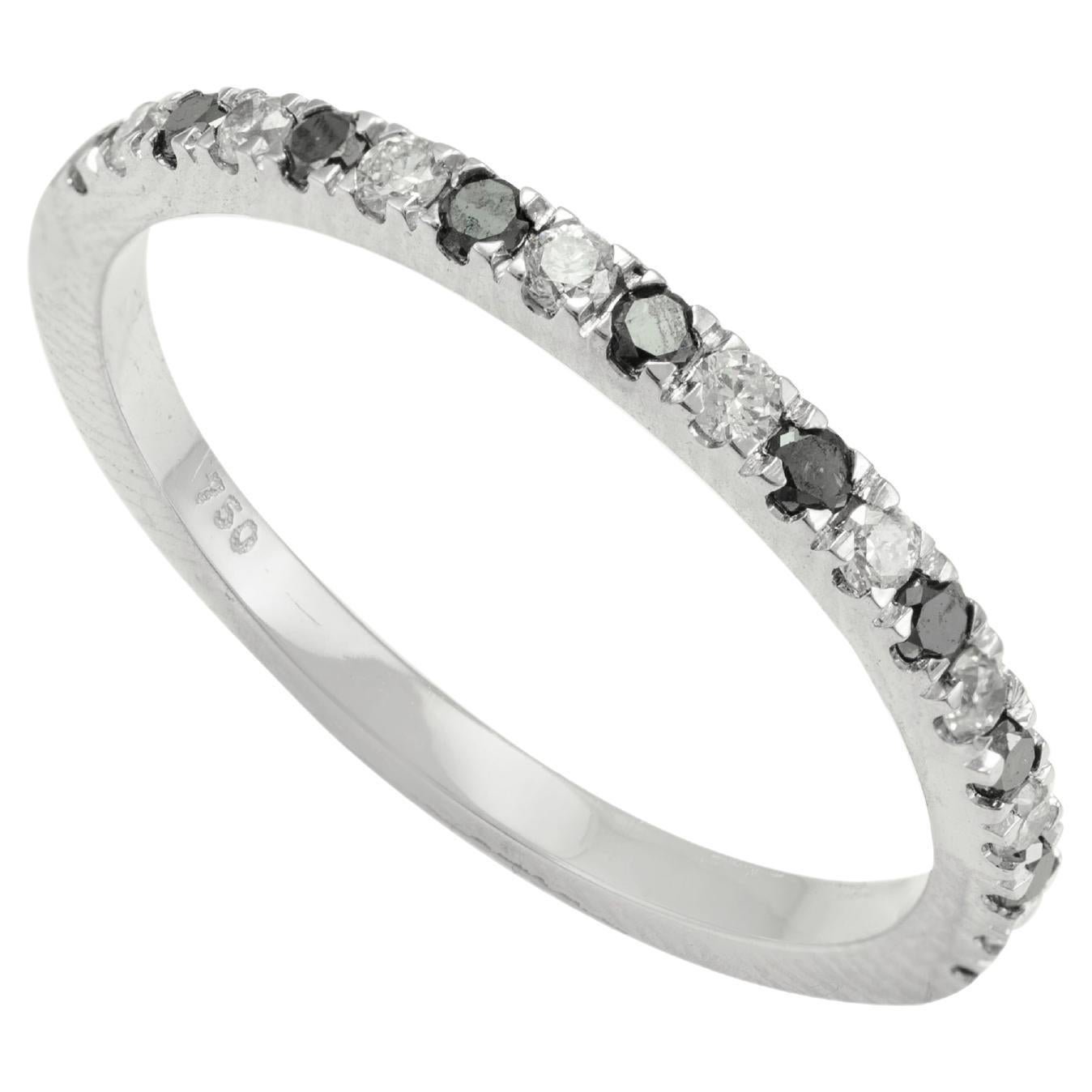 For Sale:  Delicate Diamond Half Eternity Band Ring for Her in 18k Solid White Gold