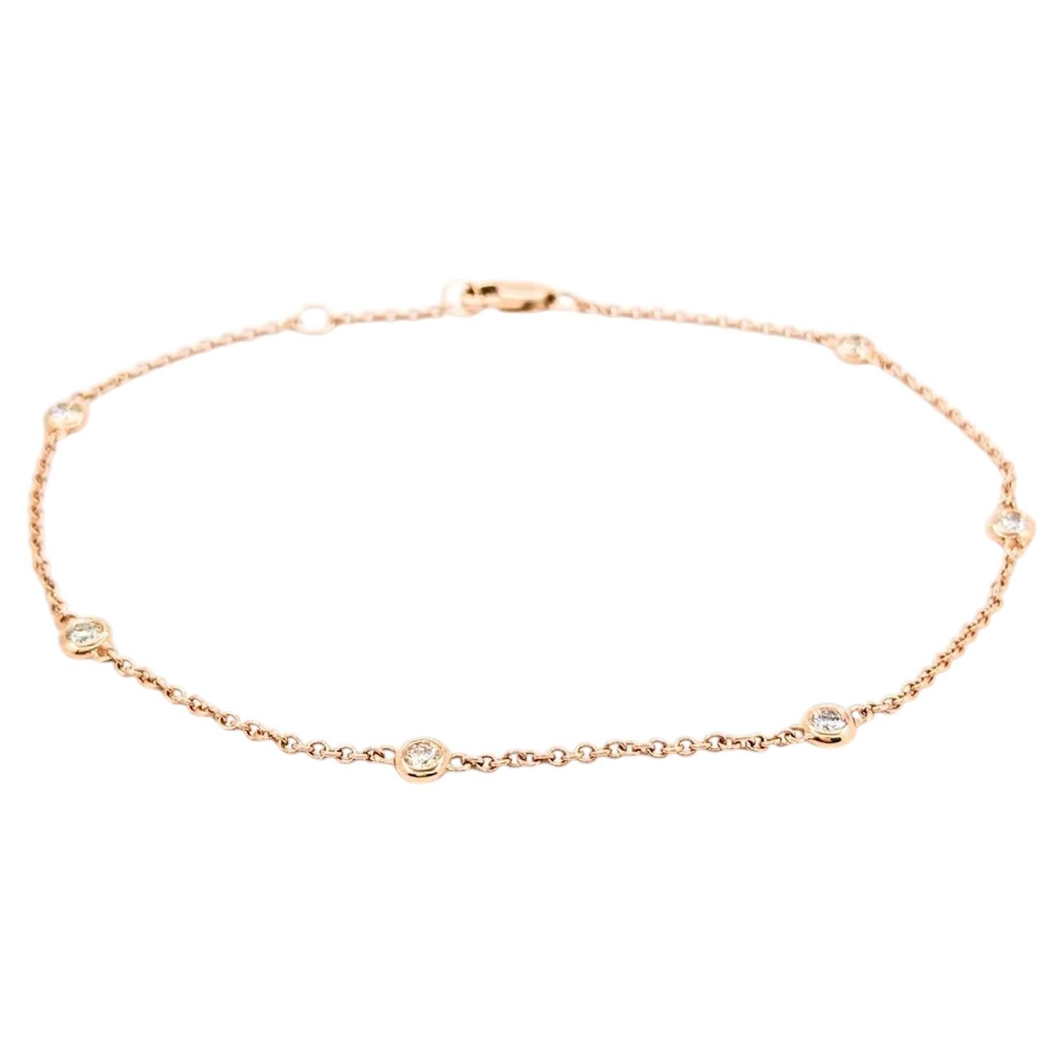 Delicate Diamond Station Bracelet in 14k Rose Gold
