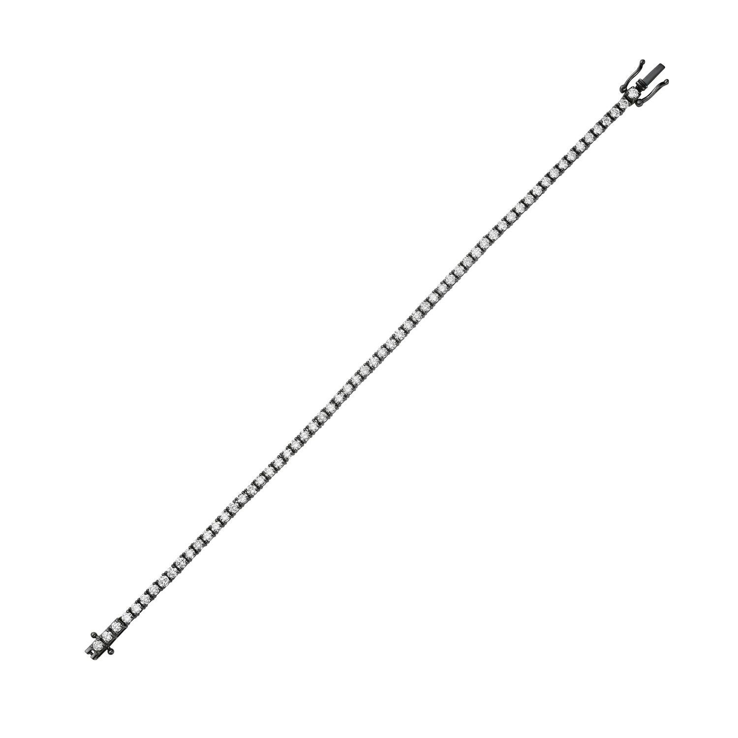 Artisan Tennis Diamond Bracelet Made In 14k Blackened Gold For Sale