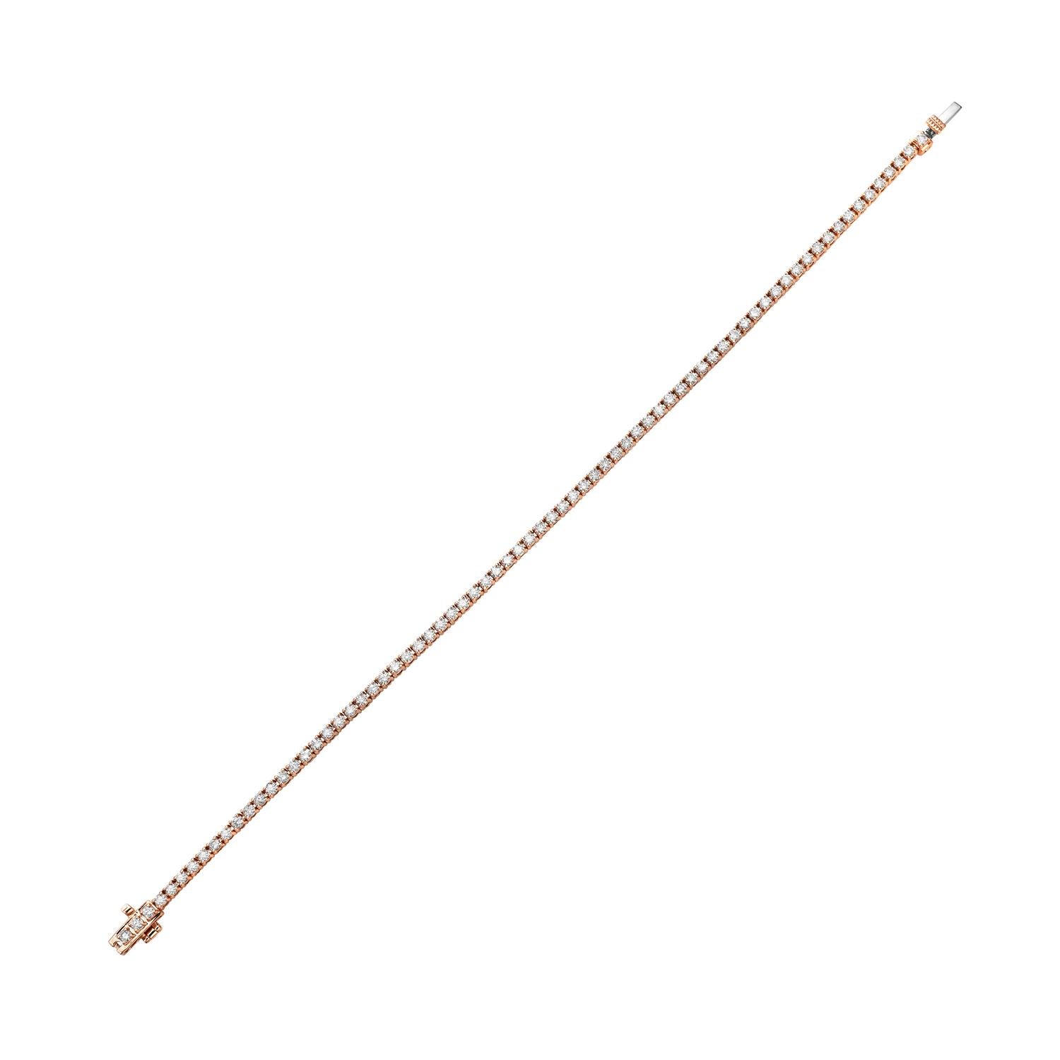 Tennisarmband aus 14 Karat Roségold mit zarten Diamanten (Kunsthandwerker*in) im Angebot