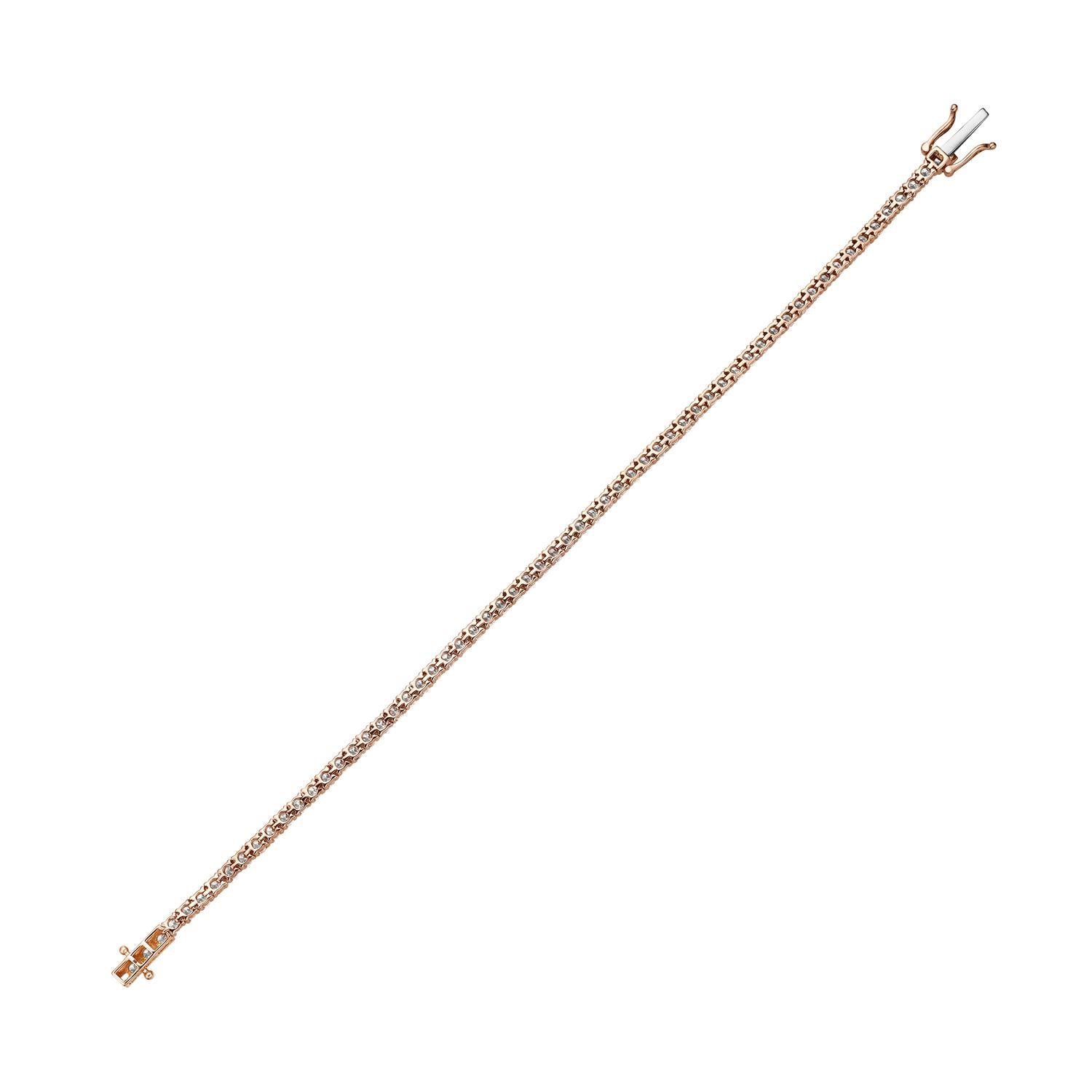 Artisan Bracelet tennis en or rose 14 carats en vente