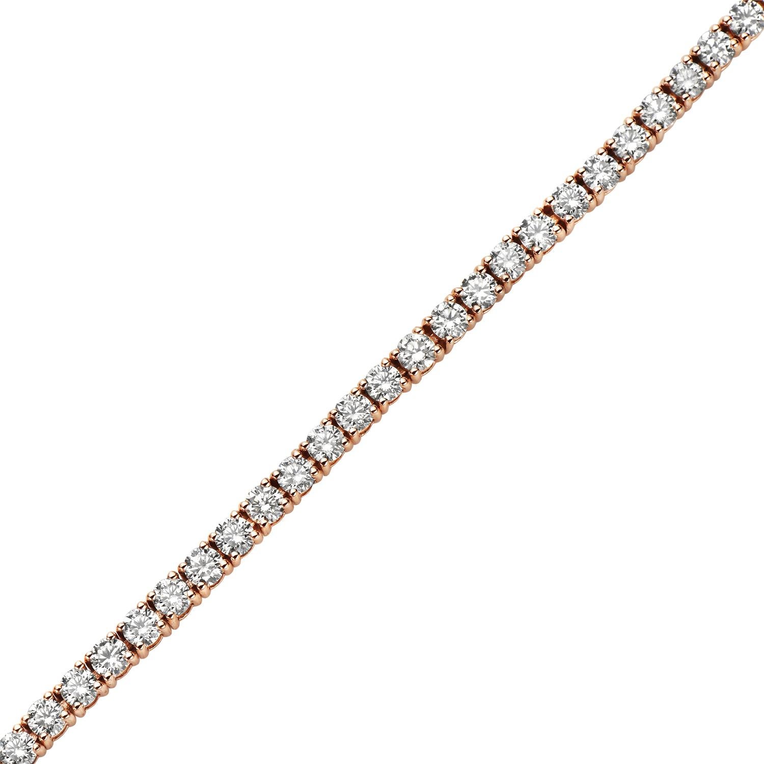 Taille mixte Bracelet tennis en or rose 14 carats en vente
