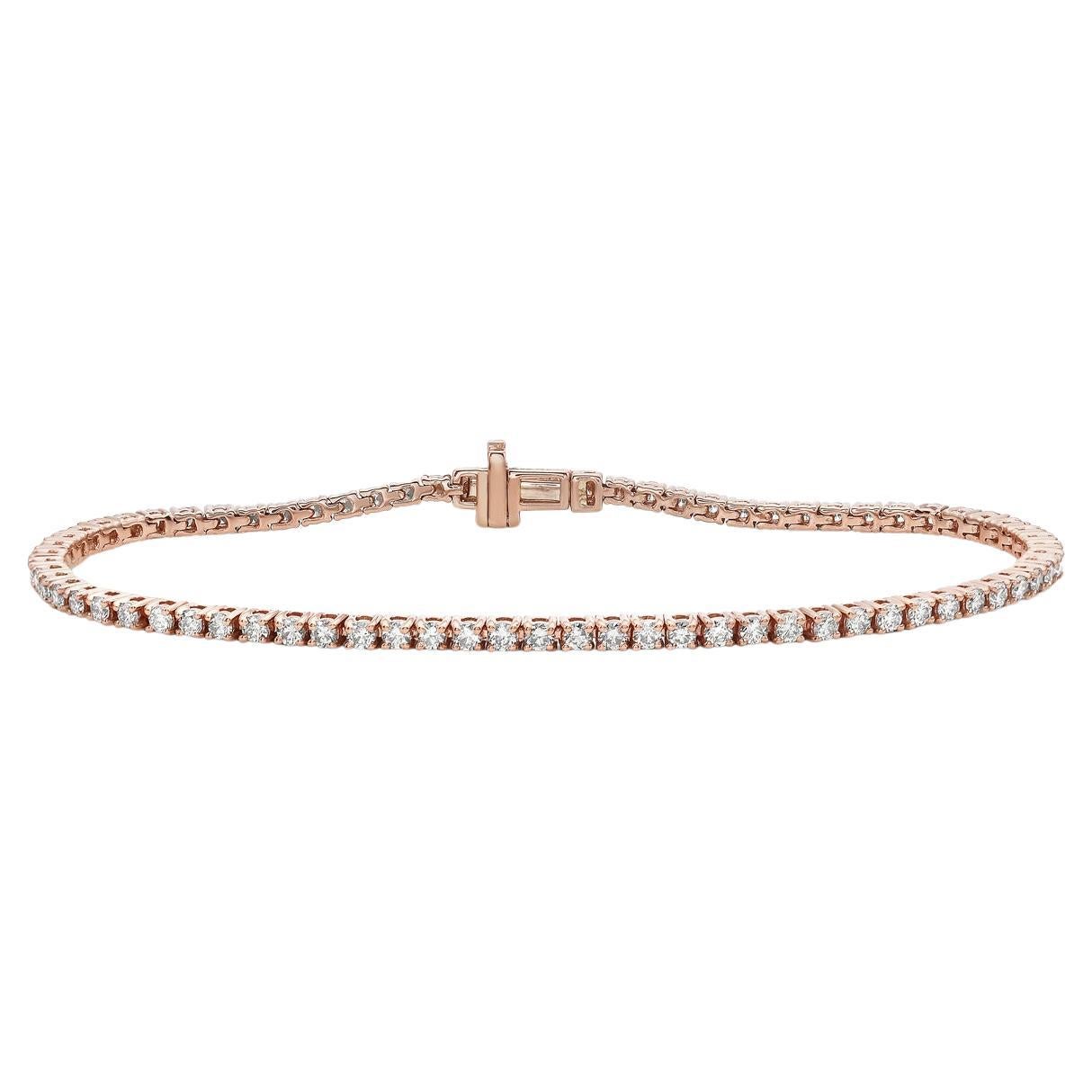 Delicate Diamond Tennis Bracelet Made In 14k Rose Gold